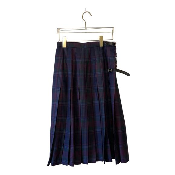 Hector Russell Small 26-28” waist tartan plaid pure wool kilt Scottish red blue - Picture 1 of 11